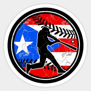 Puerto Rican Flag Baseball Hitter Puerto Rico Baseball Fan Sticker